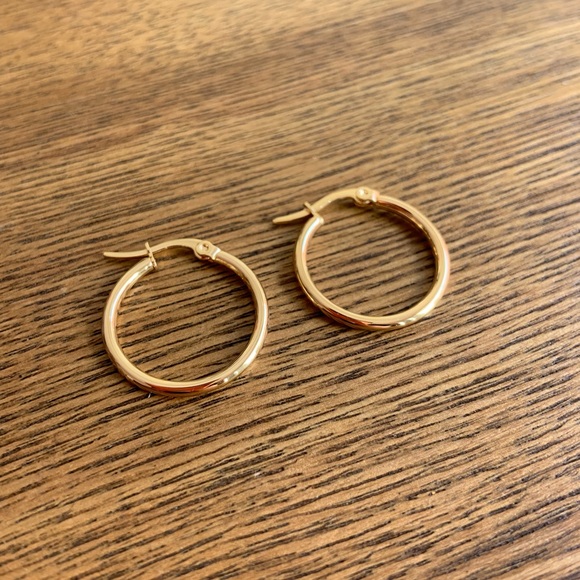 Mini Thin Hoop Earrings 18K Gold Plated Unisex - Picture 2 of 8